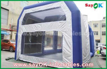 0.5mm PVC Custom Inflatable Products White Blue Inflatable Spray Booth House Tent