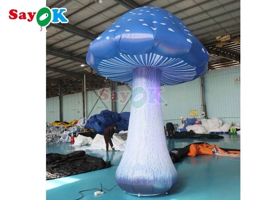 13.1ft Full Printing Inflatable Mushroom Led Light Blue Air Mushroom Event Decoration
