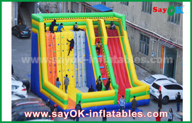 Adult Inflatable Slide 9.5*7.5*6.5m Colorful Inflatable Bouncer Slide With Climbing Wall For Amusement Park