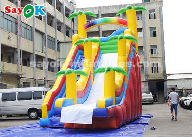 Commercial Inflatable Slide 8*4*7m PVC Coconut Tree Inflatable Bouncer Slide With Two Air Blower For Kids