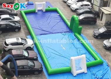 Inflatable Football Game Green Color PVC Commercial Inflatable Soccer Field 20*8m 2 Years Warranty