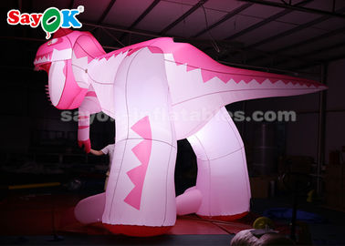 Inflatable Characters 4m Pink Inflatable Dinosaur For Festive Decoration Damp Proof High Air Tightness