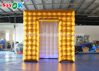 Event Booth Displays 2.5M Golden Inflatable LED Air  Photo Booth With  Colored Lights SGS  ROHS