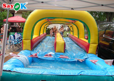 Custom Size Inflatable Water Slide Park Double Lane With Pool